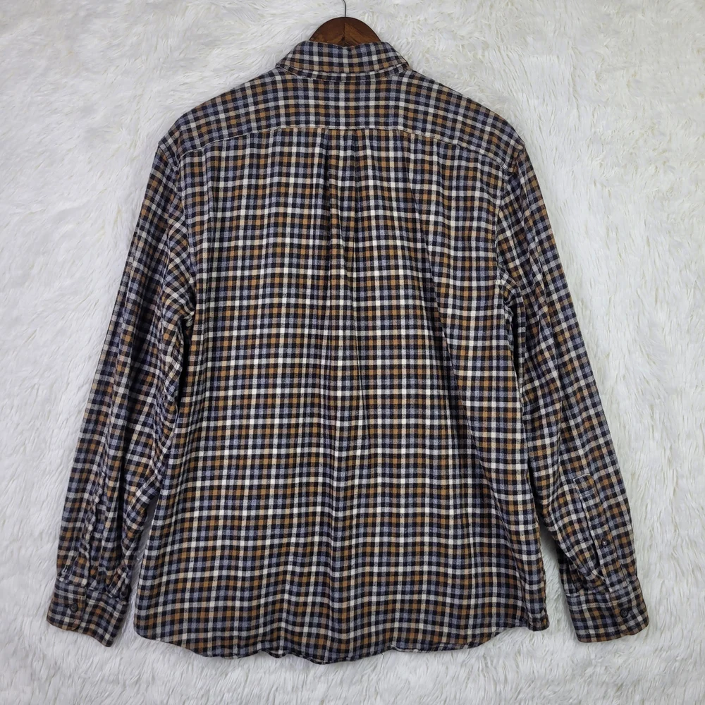 Banana Republic Mens L Gingham Organic‎ Cotton Flannel Shirt Check Sustainable